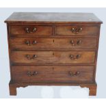 Geo III Mahogany Chest of Drawers of small proportions: One bracket foot loose.