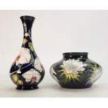 Moorcroft Queen of the Night squat vase and Chatsworth Vase: Queen of the Night M.C.