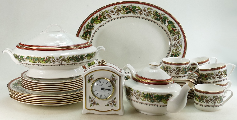 Spode Christmas Rose tea and dinner ware: A collection of Spode tea and dinner ware to include 6