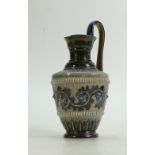 Doulton Lambeth Stoneware Ewer: Decorated with scrolling foliage and sea shells by George Tinworth,