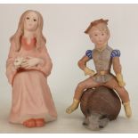 Goebel Laszlo Ispanky Figures Girl With Cat and Boy Riding Snail: Height of tallest 18cm.