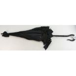 Black Lace Parasol with Cream Silk Linin