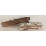 Hornby Swift Tin Plate Boat: together with Dinky Super Toy Vega Major Luxury Coach( parts