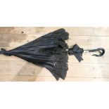 Black Lace Parasol with Cream Silk Lining: slight damage noted