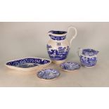 Spode Blue Tower & Italian Design Items to include: Jugs, Pin dishes,