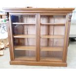 Mahogany display cabinet: 114cm x 122cm x 33cm approx