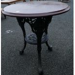 Cast Iron Britannia Style Pub table: with wooden top