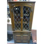 Oak Priory Style Glazed corner cupboard: