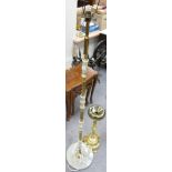 Brass & Onyx Standard Lamp: together with similar ashtray 147cm to bulb holder