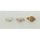 Group of 3 x 18ct gold rings: Gross weight 6.