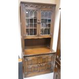 Oak Display Priory Style Cupboard: 196 x 91 x 45 deep,