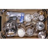 A mixed collection of items to include: Silver plated and similar ornamental items and cutlery (1