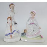 Royal Doulton figures from the nursery rhymes collection: Little Bo-Peep Hn3030 and Little Miss