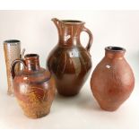 A collection of Studio Pottery to include: large Mick Casson salt glazed jug,