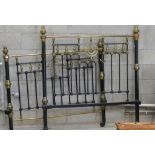 Victorian Brass & Steel 137cm Bed Frame & Rails: height 154cm