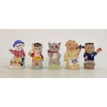 Five Kevin Francis small toby jugs: Mini lion cub, teddy, cat,
