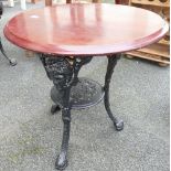 Cast Iron Britannia Style Pub table: with wooden top