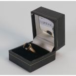 9ct gold ladies ring set with sapphire & diamonds: size N, 4 grams.