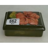 Moorcroft Hibiscus on Green Ground Lidded Box: dimensions 13 x 9.