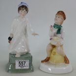 Royal Doulton figurines from the Nursery Rhymes collection: Wee Willie Winkie HN3031 and Little