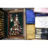 A mixed collection of items to include: Mahogoney cased cultery set,