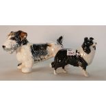 Large Crown Devon Model of Terrier( tail re glued): together with Beswick Sheep dog(2)