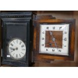 Art Deco Oak cased Mantle Clock: together with similar item(2)