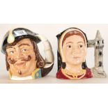 Royal Doulton Large Characters Jugs: Capt Henry Morgan D6467 & Catherine of Aragon D6643(2)