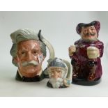 Royal Doulton large character jug Mark Twain D6654 (seconds): Falstaff large Toby jug and small Don