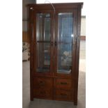 Large Mirror back Glazed display Cabinet: 200x 100 x 39cm