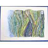 Jo Hearn Local Artist Abstract Ceramic Landscape Wall Plaque: frame size 60 x 43cm