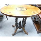Reproduction Inlaid Oval Occasional Table: