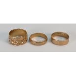 Three 9ct gold wedding rings: 9.6 grams.