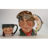 Royal Doulton large character jug The Poacher D6429: and small Tony Weller(2)