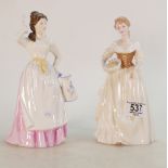 Royal Doulton lady figures Maid of the Meadow HN4318 & Dairy Maid HN4249 (2):