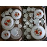 J Meakins Studio pottery dinner ware in the Poppy Design(2 trays):