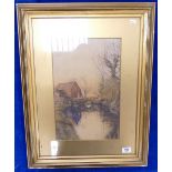 Early 20th Century framed landscape: