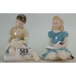 Royal doulton figure Treasure Island: HN2243 and Alice HN2158 (2)