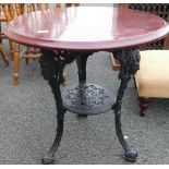 Cast Iron Britannia Style Pub table: with wooden top