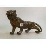 Bronze model of a tiger: height 20cm 38cm long