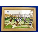 Moorcroft plaque The Rugby players PLQ2: Retail price when issued in 2015 £645.