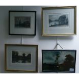 A collection of 19th century framed prints to include: View From Chelsea, Mapledurham Oxon 1891,