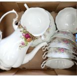 Royal Albert Colleen patterned double handled cups and saucers: together with lid less Old Country
