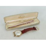 Gents vintage Rotary Viscount incaboloc wristwatch and ladies Squire Pen.