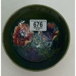 Moorcroft Pansy on Green Ground Bowl: diameter 13.