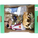 A mixed collection of items to include: Wade whimsies, Rexs branded Lladro type figure,
