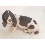 A raku pottery model of a Basset Hound by LAWSON C RUDGE: length 38cm