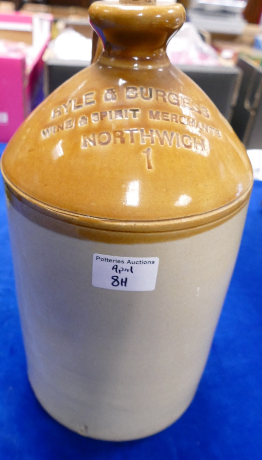 Ryle & Burgess Wine & Spirits Merchants Northwich Stoneware Flagon: