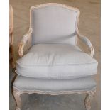 Bleached Oak French Arm Chair: