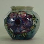 Moorcroft small Pansy Vase on Green Ground Vase: height 7cm